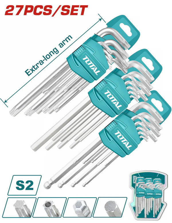 TOTAL THT106KT0271 27pc Hex Ball Point & Torx Key Set S2 Total
